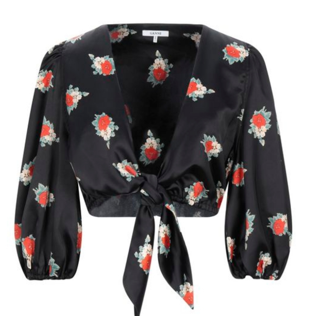 Ganni Back Floral Crop Top/ Shrug Size 6